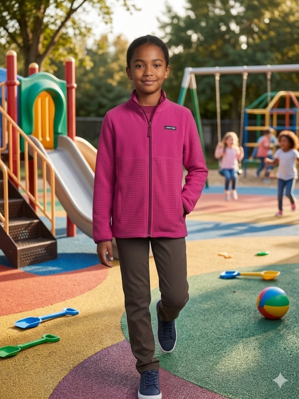 Girls' Magenta Full‑Zip Fleece Jacket
